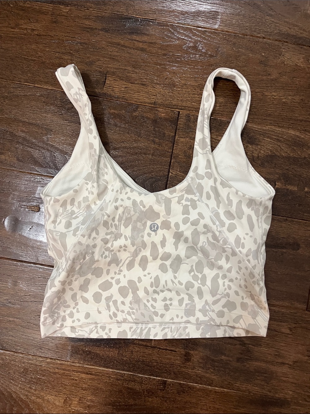 lululemon athletica white & grey Animal Print Vneck align tank